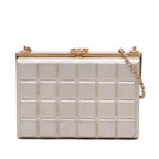 Chocolate Bar Metallic Lambskin Frame Clutch with Chain