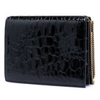 Shiny Croc Embossed Calfskin Monogram Cassandra Chain Wallet