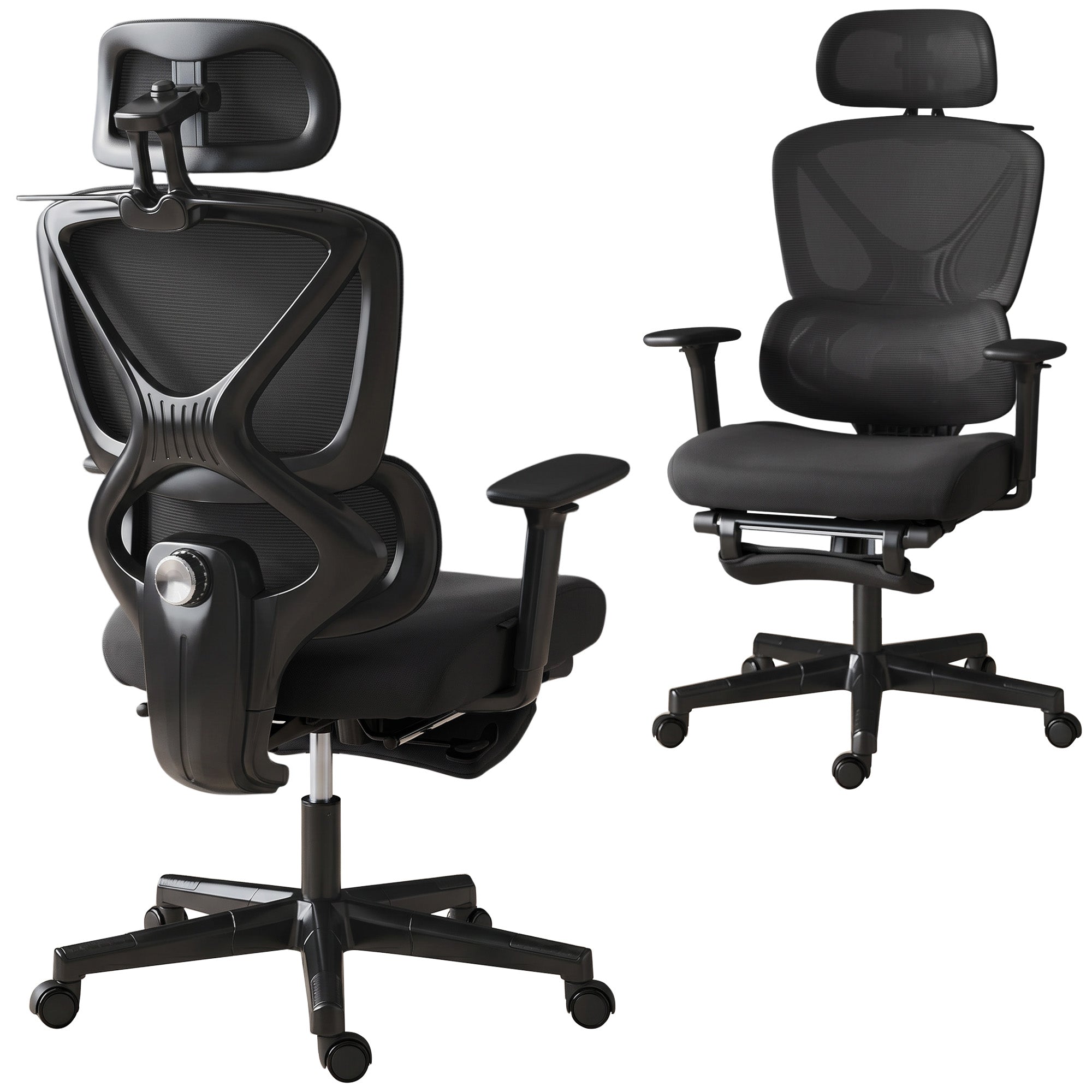 Ergonomic Mesh Desk Chair with 3D Armrests, Rotatable Headrest & Adjustable Lumbar Support for Home Office, Black