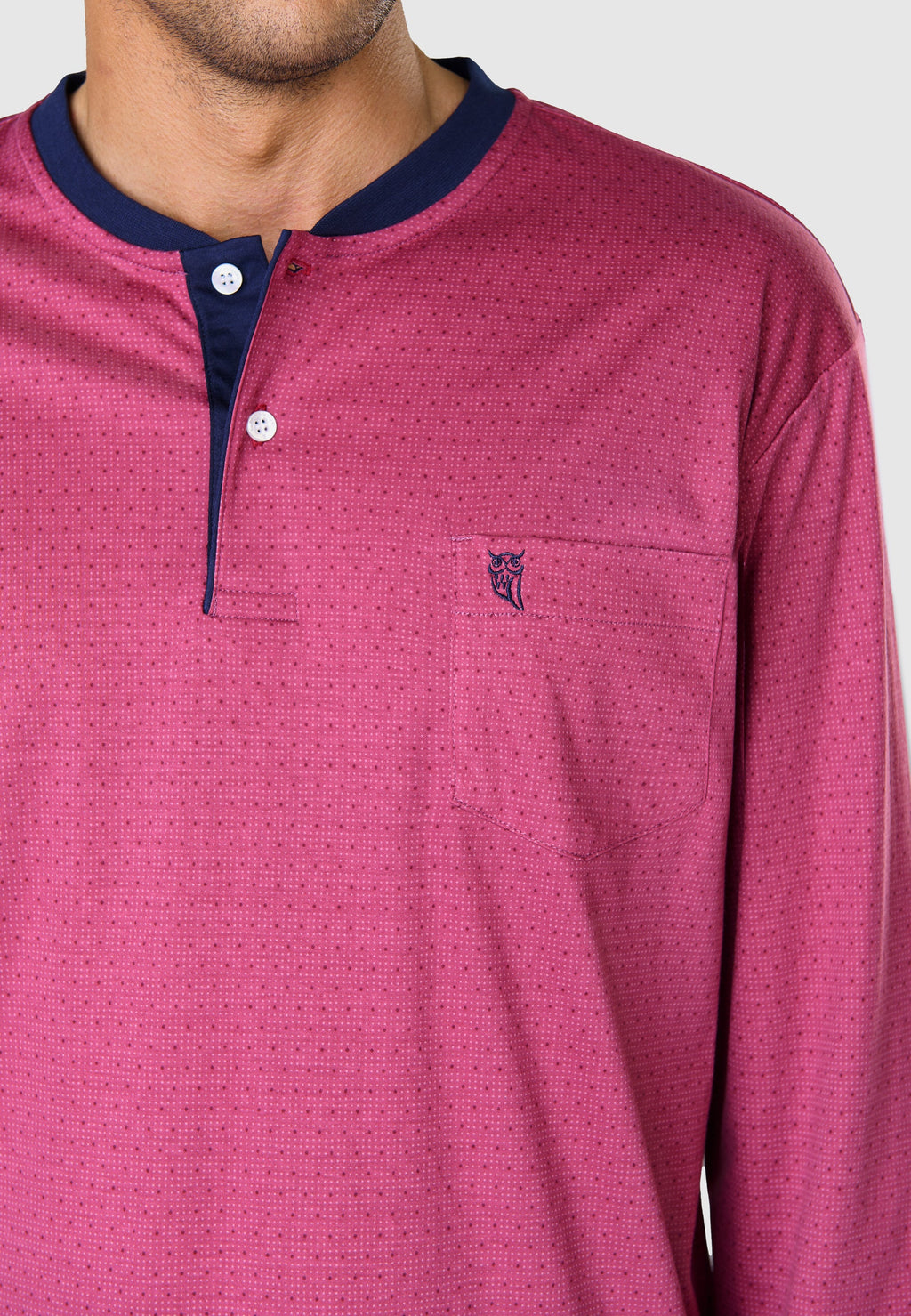 Pijama Hombre Largo Premium Tapeta Algodón Punto Estampado - Rojo 5100_90