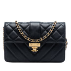 Mixed Quilt Calfskin Golden Class Wallet on Chain
