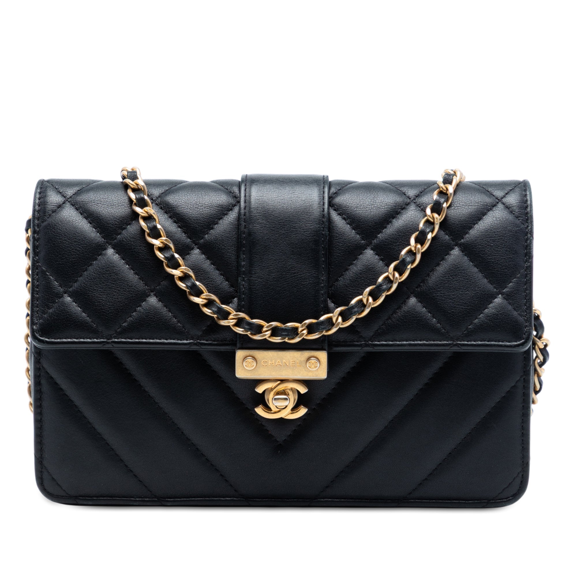 Mixed Quilt Calfskin Golden Class Wallet on Chain