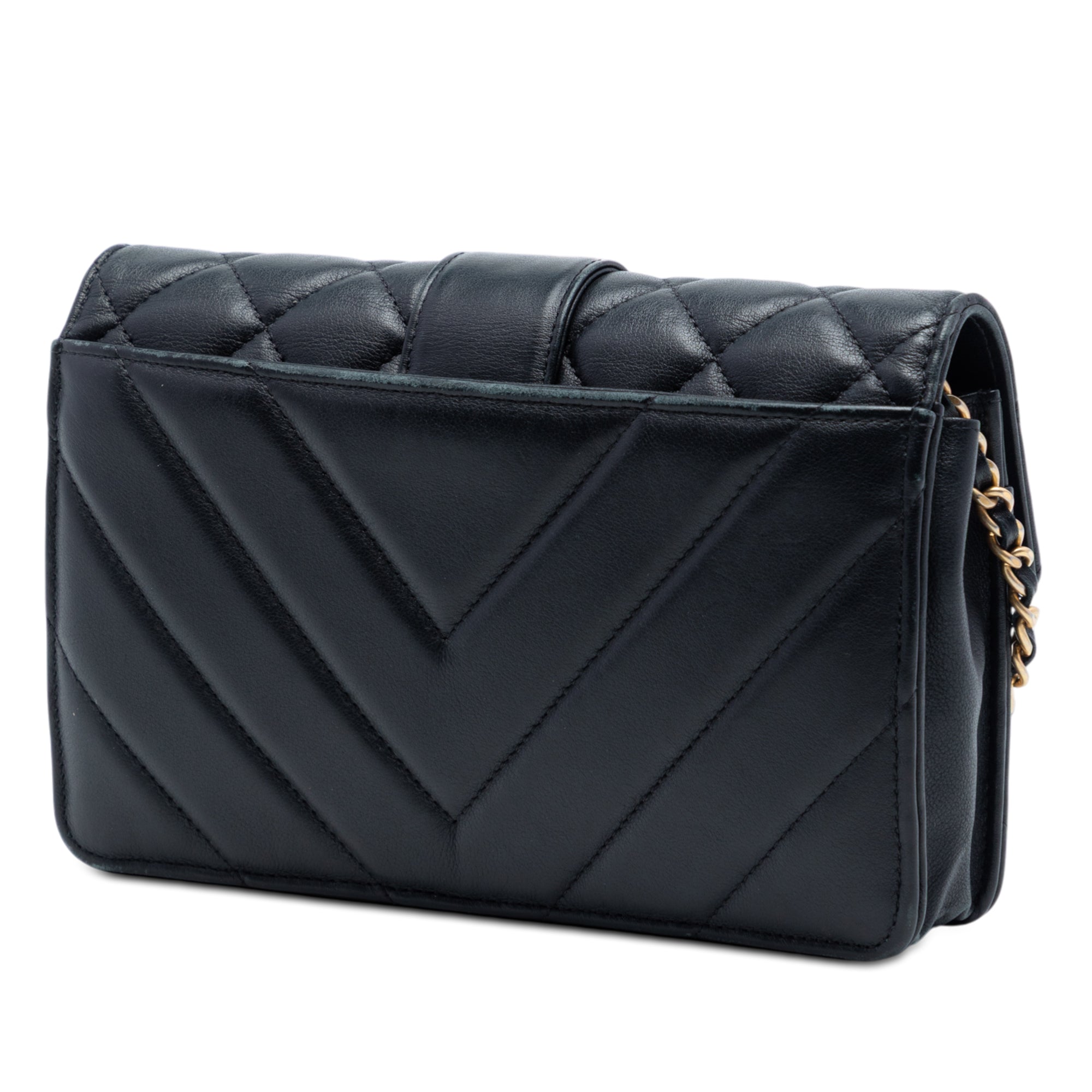 Mixed Quilt Calfskin Golden Class Wallet on Chain