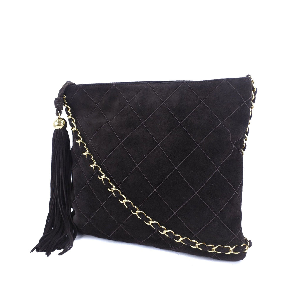 Quilted Suede Tassel Crossbody
