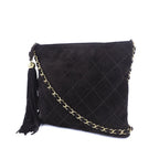 Quilted Suede Tassel Crossbody