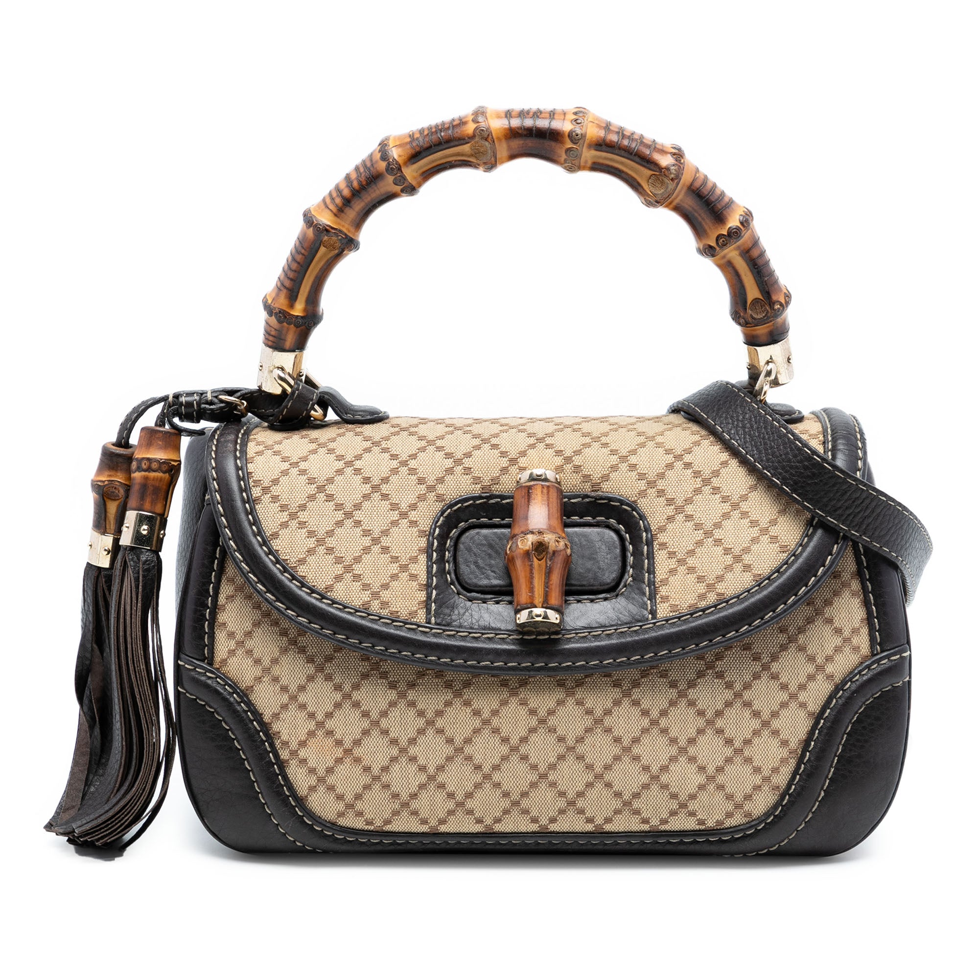 Medium Diamante Canvas New Bamboo Satchel
