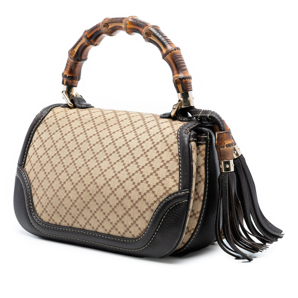 Medium Diamante Canvas New Bamboo Satchel