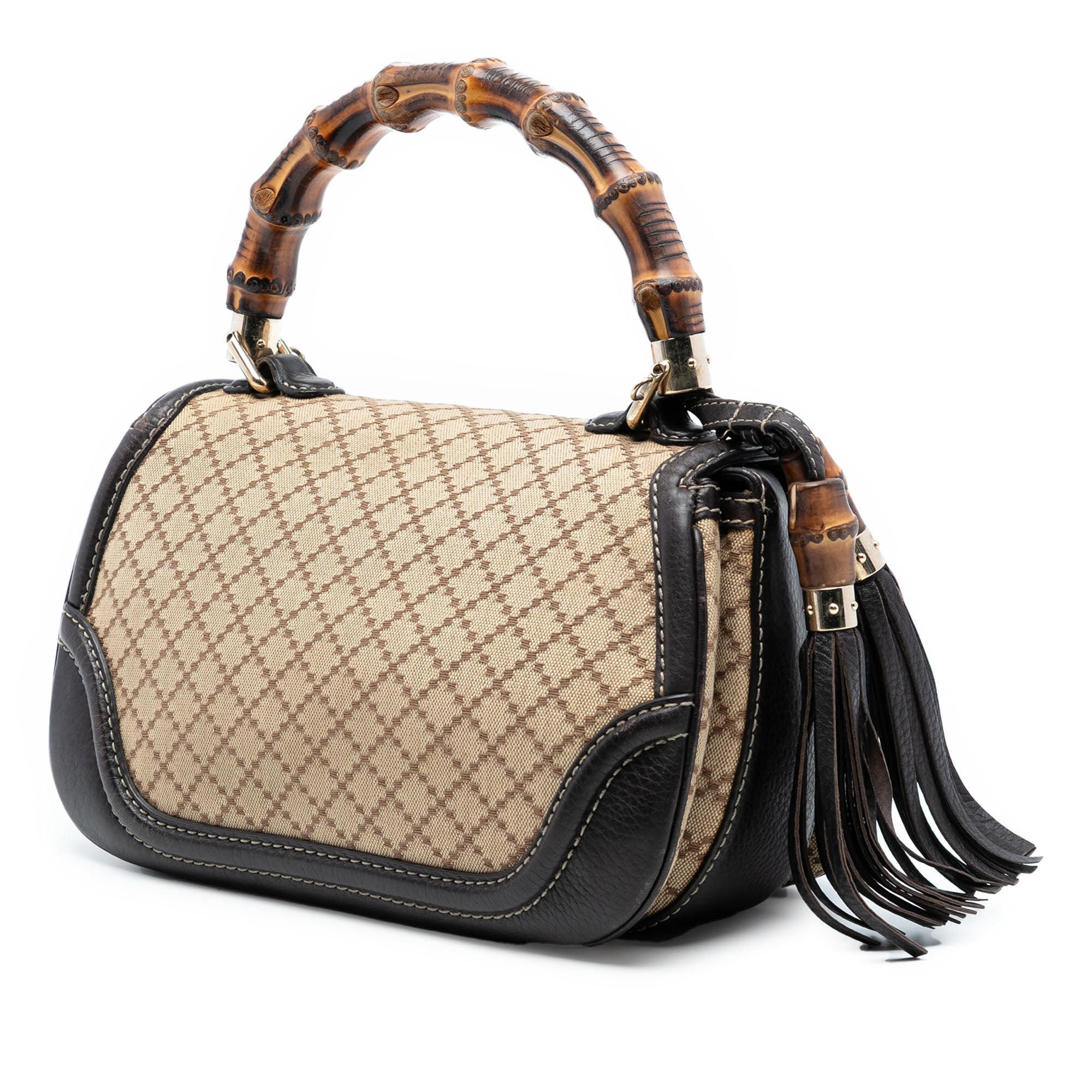 Medium Diamante Canvas New Bamboo Satchel