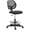 Armless Drafting Chair, Mesh Back Desk Chair with Adjustable Height, Footrest Ring, Black