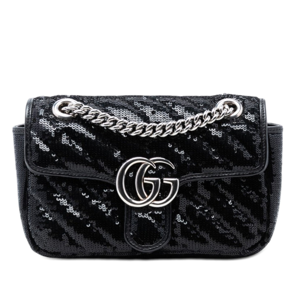 Small GG Marmont Matelasse Diagonal Sequin and Leather Torchon Shoulder Bag
