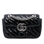 Small GG Marmont Matelasse Diagonal Sequin and Leather Torchon Shoulder Bag