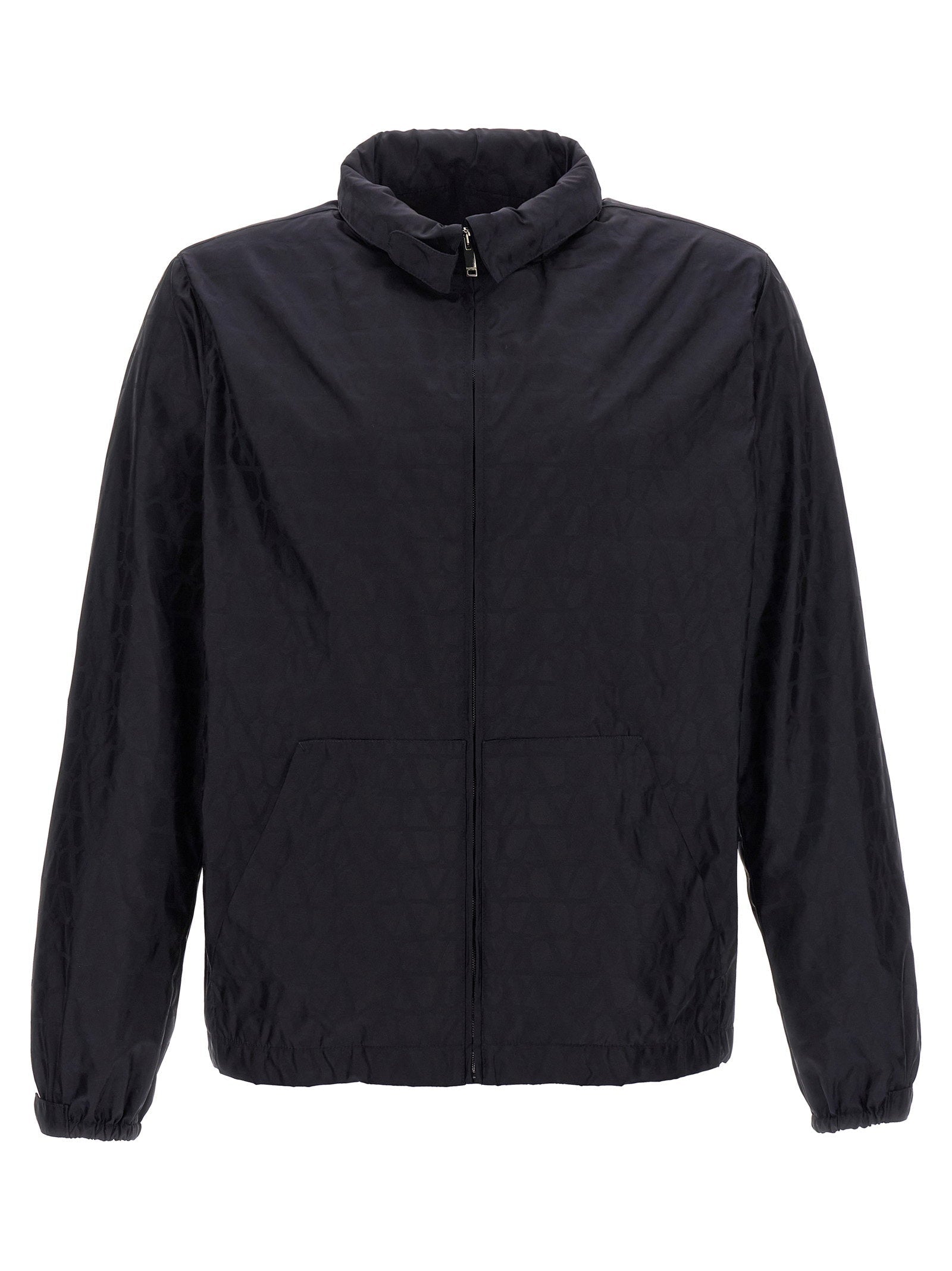 Valentino Garavani Toile Iconographe Nylon Windbreaker Jacket — Black