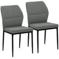 Velvet Dining Chairs Set of 2, Armless Upholstered Kitchen Chairs with Curved Back and Padded Seat, Grey