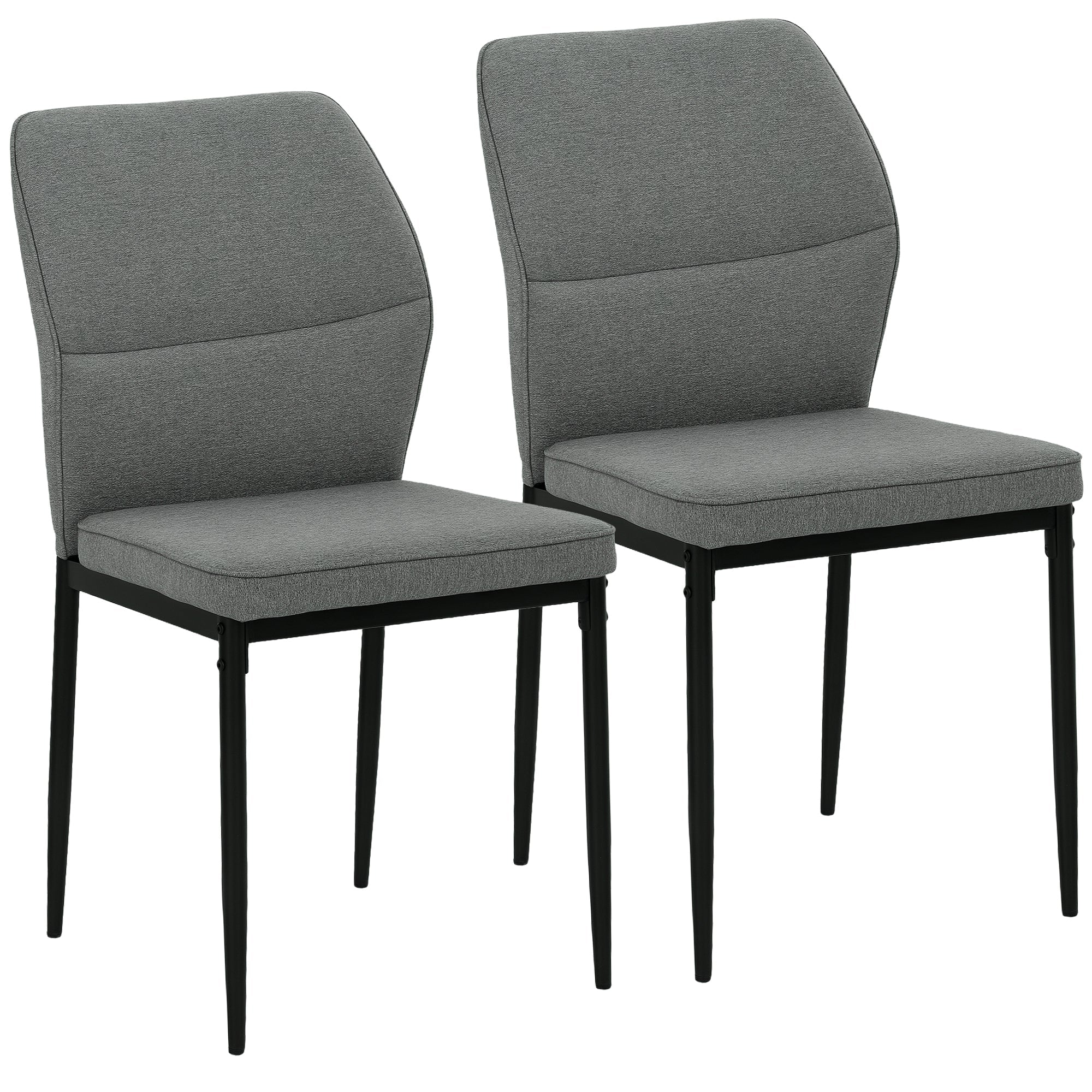 Velvet Dining Chairs Set of 2, Armless Upholstered Kitchen Chairs with Curved Back and Padded Seat, Grey