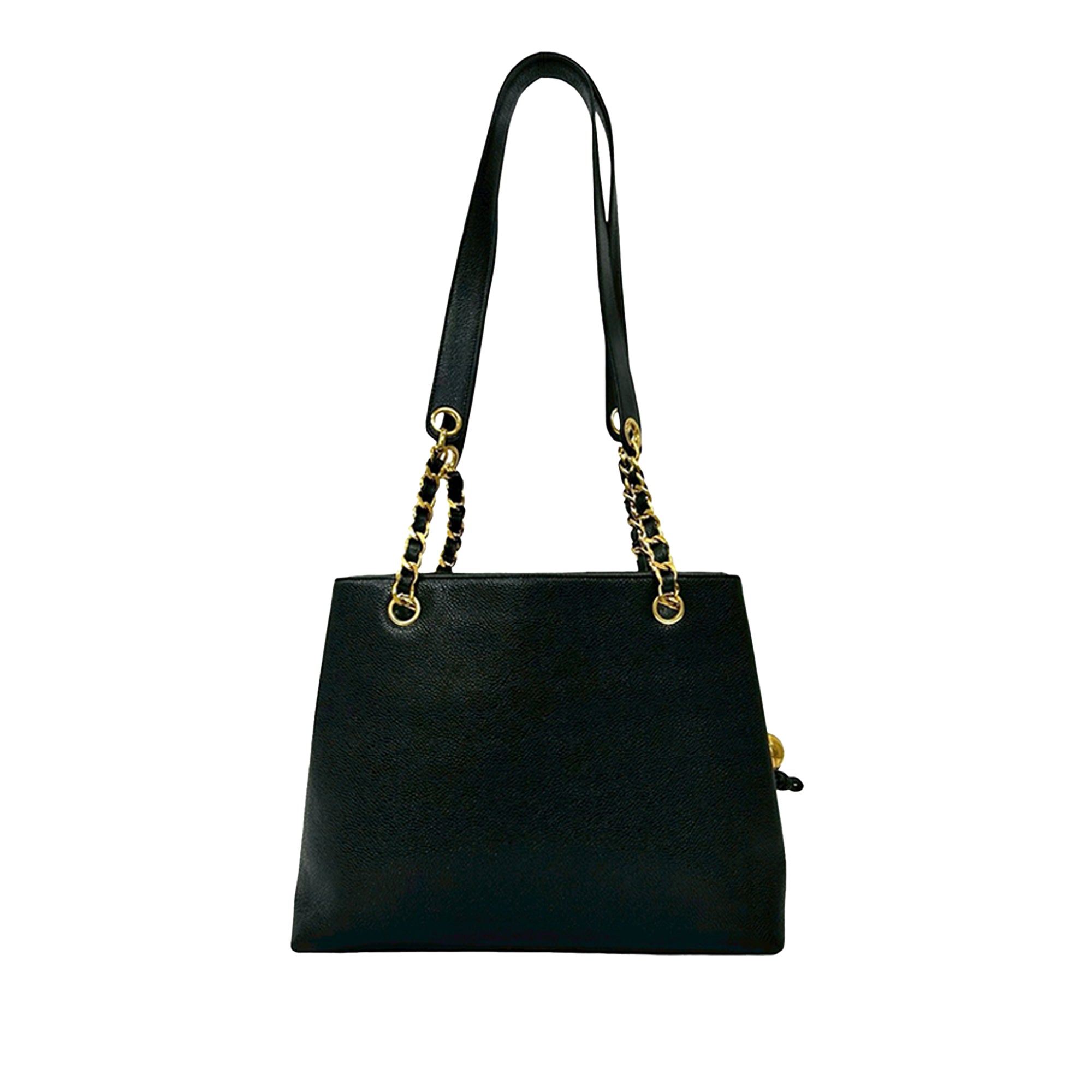CC Caviar Front Pocket Chain Tote