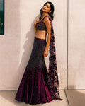 Wine Fishcut Swarosvki Lehenga Set By KYNAH, Luxury Indian Fashion & Bridal Wear