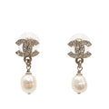 CC Gold Plated Crystal and Faux Pearl Push Back Earrings