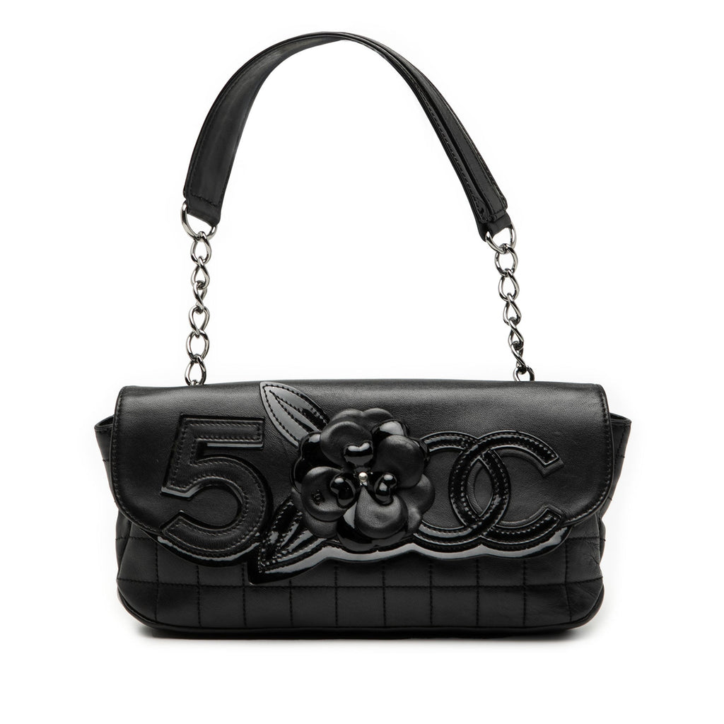 Camellia CC Choco Bar No 5 Lambskin Shoulder Bag