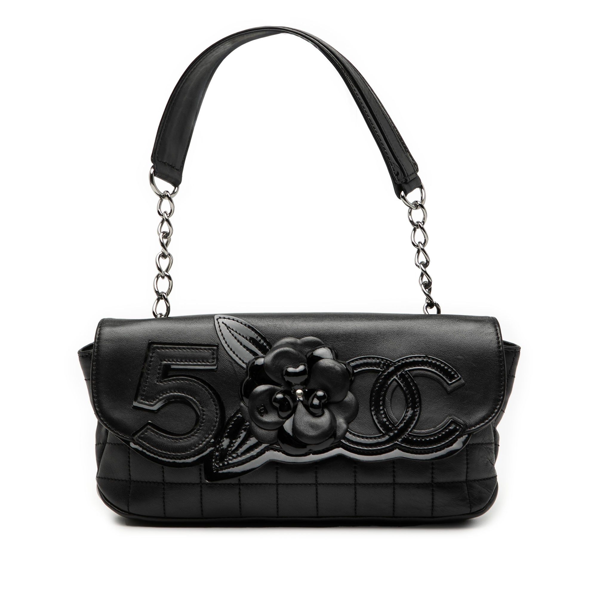 Camellia CC Choco Bar No 5 Lambskin Shoulder Bag