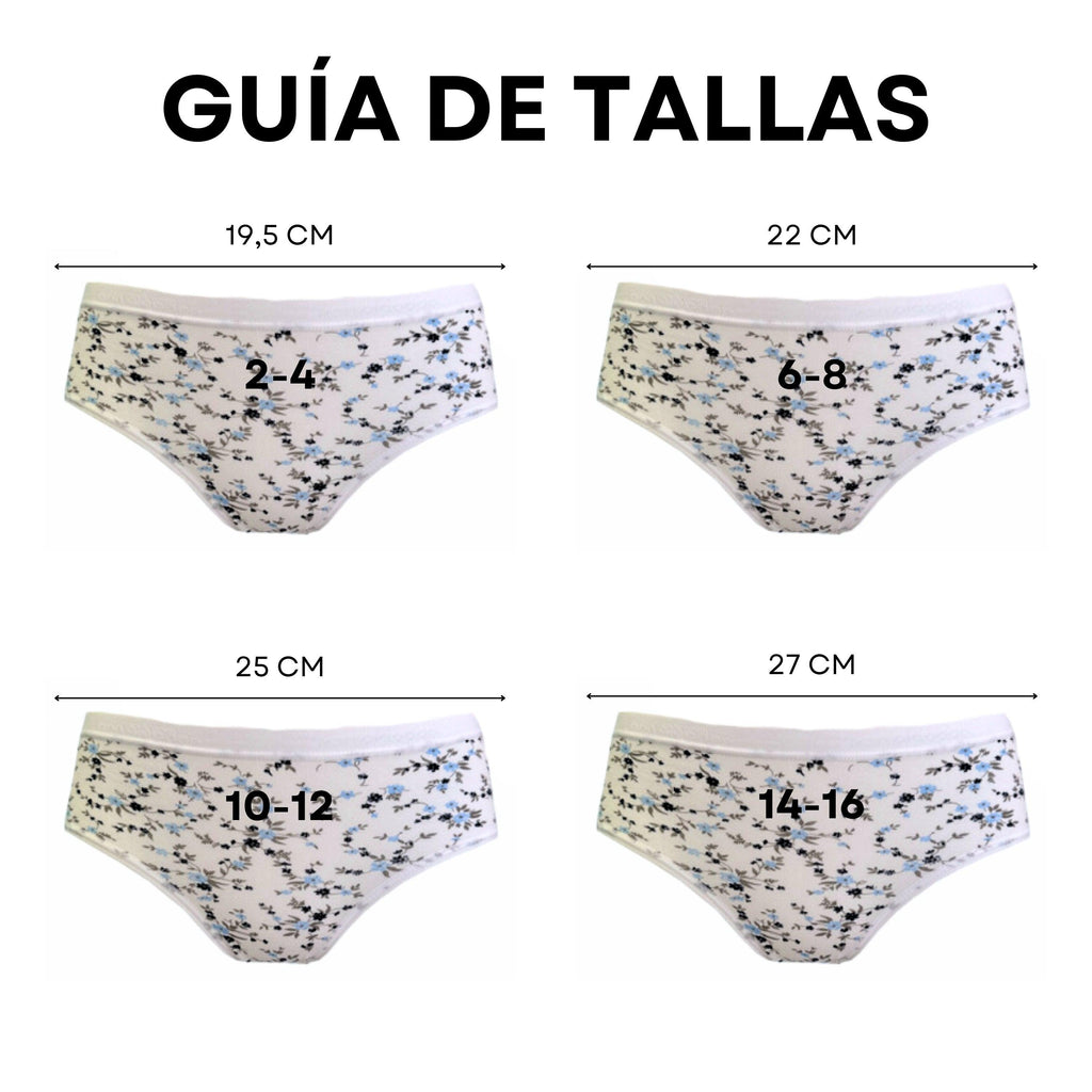 Don Algodon Kids | Pack de 6 Braguitas Estampadas con Flores Para Niña | Transpirables