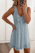 Lace Floral Button Down Tank Dress