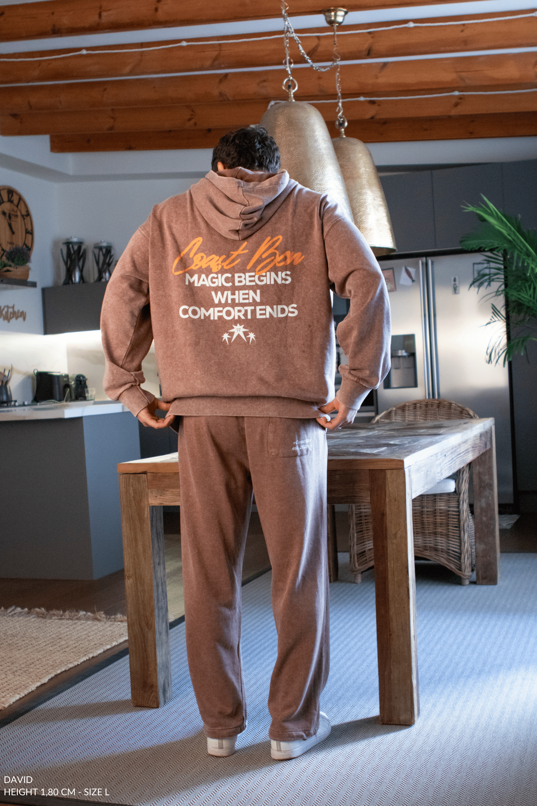 Washed Brown Wide Leg Joggers