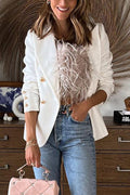 Lapel Double Breasted Open Front Blazer Jacket