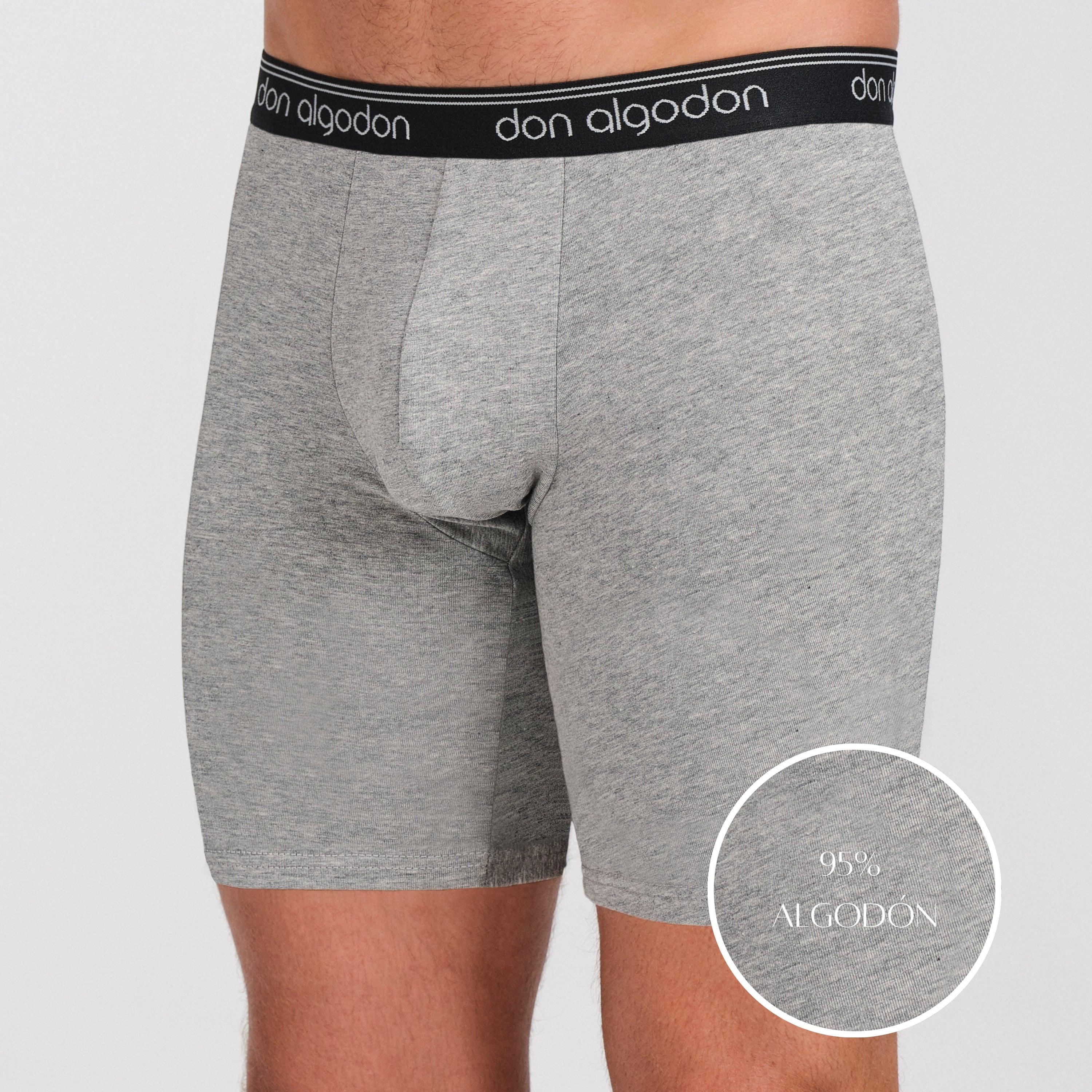 Don Algodon Premium | Pack de 4 Boxers Largos Ciclista Anti-roce Para Hombres | 95% Algodón | 4 Boxer: 2 Negros, 1 Gris Oscuro, 1 Gris Claro | Máxima Calidad