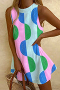 Sleeveless Geometric Print A-line Mini Dress