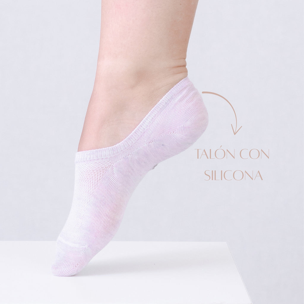 MVA | Pack de 3 Pares de Pinkis Para Mujer | 3 Colores | 85% de Algodón | Transpirables | Talón con Silicona Antideslizante
