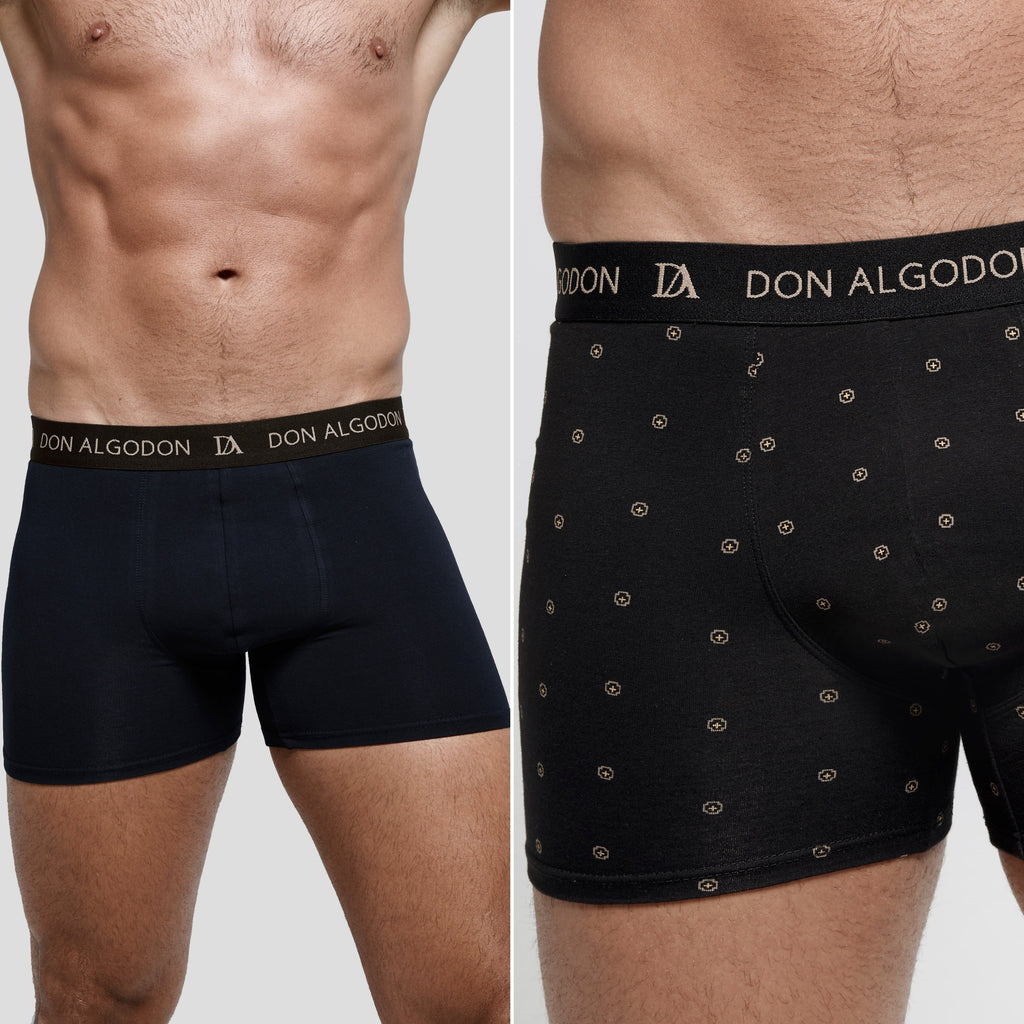 DON ALGODON Pack 12 Bóxers Hombre | Suaves y Transpirables | 2 Unidad por Color | 6 Estampados y 6 Lisos