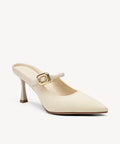 GraceLithe Pointed Toe Heeled Mule - Cream / Regular (A-C) / US 11 | EU 42.5 | UK 9