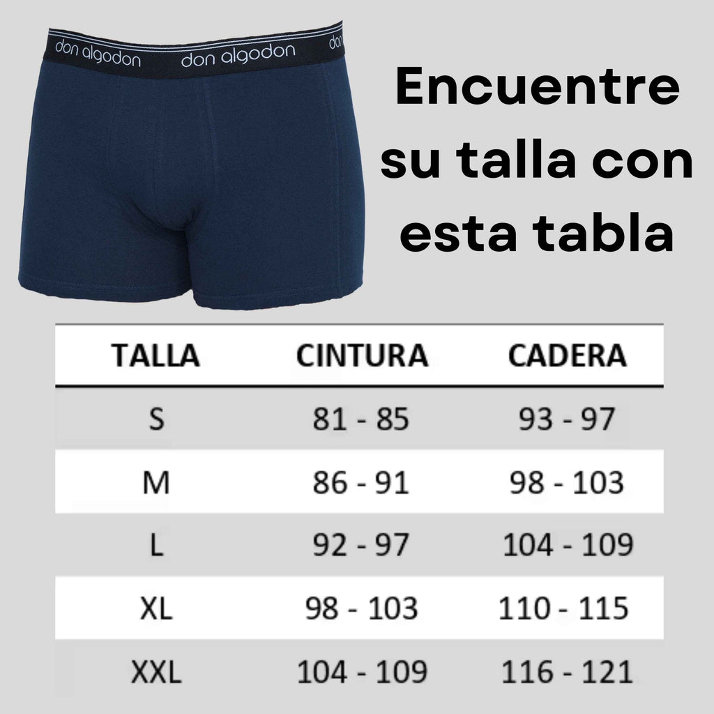 Don Algodon | Pack 6 Boxers Lisos para Hombre | Suaves y Transpirables