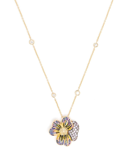 Sicis Jewels Sapphire Flower Pendant Necklace — Gold