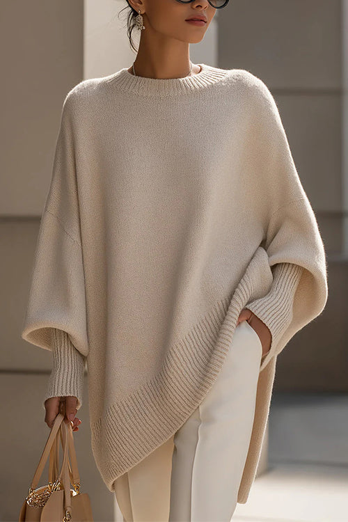 Crewneck Drop Shoulder Slouchy Pullover Sweater