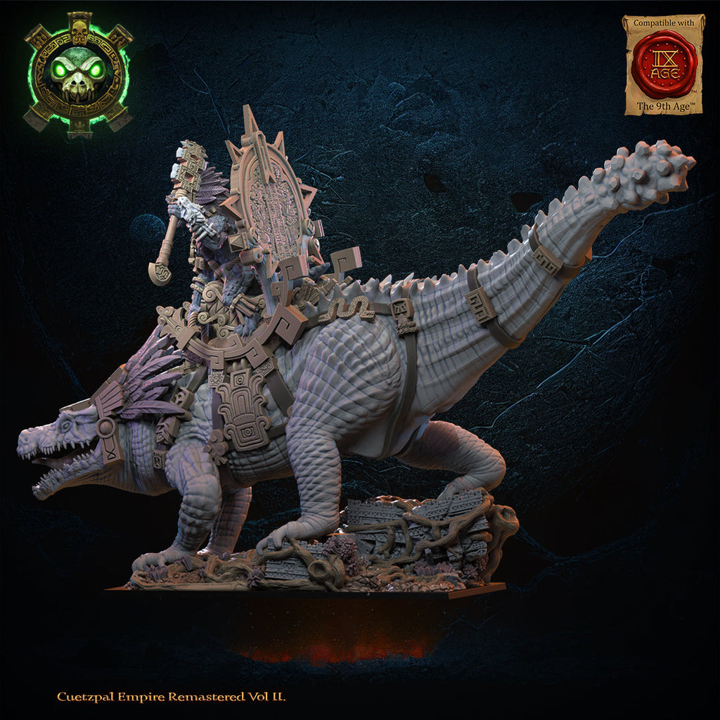 Citlallicue, Cipactli Heroine on Deinosuchus, Lost Kingdom Miniatures