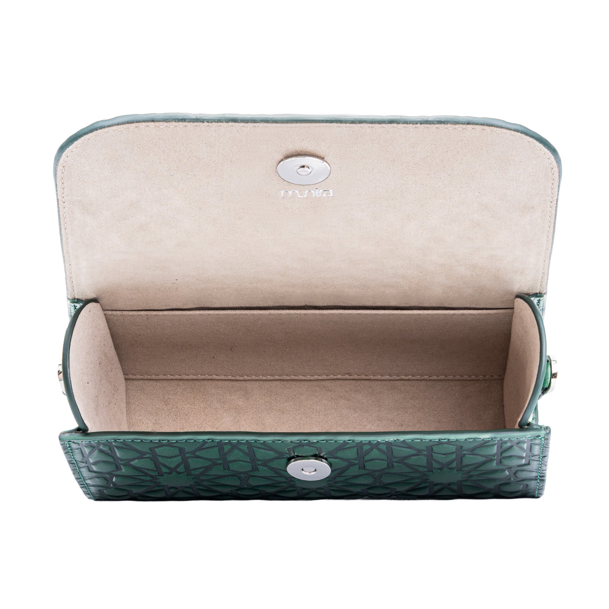 Small Embossed Leather Bag in Dark Green - Bayarcal