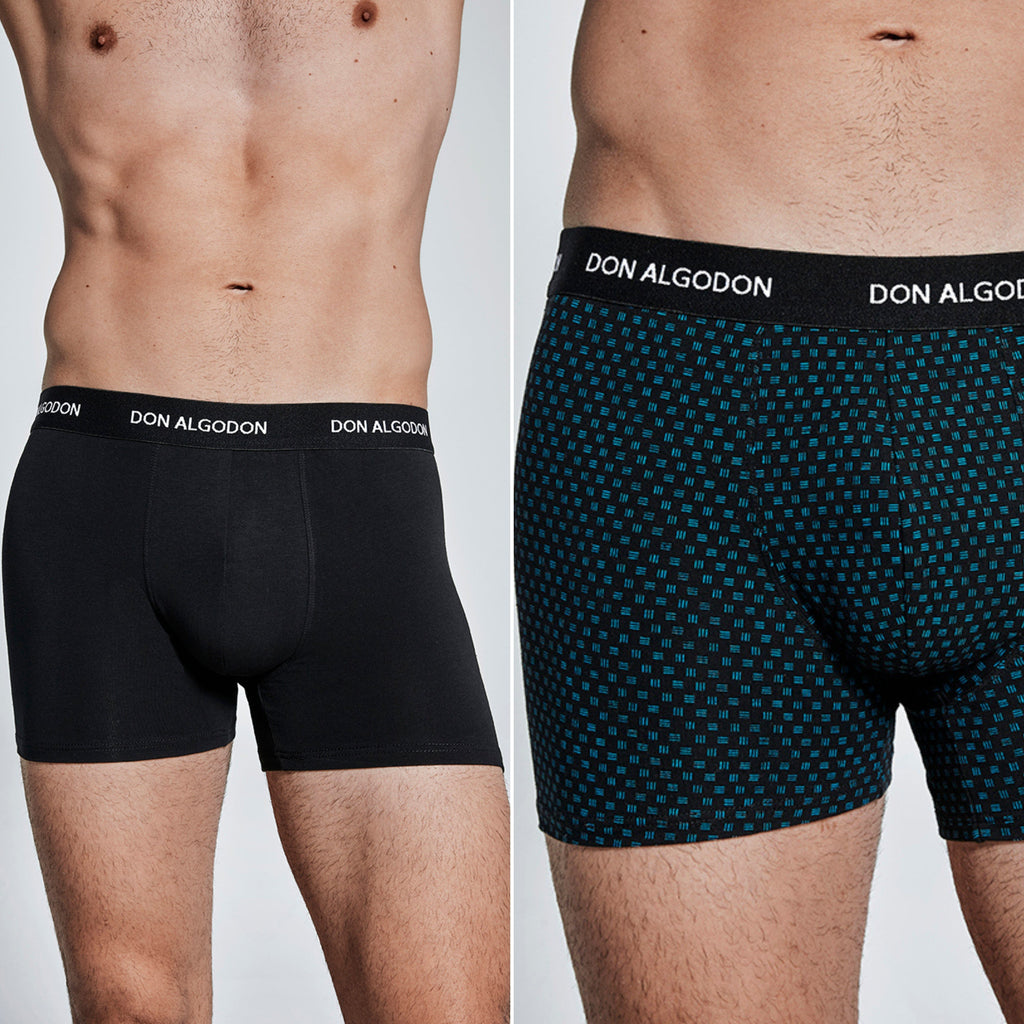 Don Algodon Pack 6 Calzoncillos Hombre Suaves y Transpirables | 1 Unidad por Color | 3 Estampados y 3 Lisos