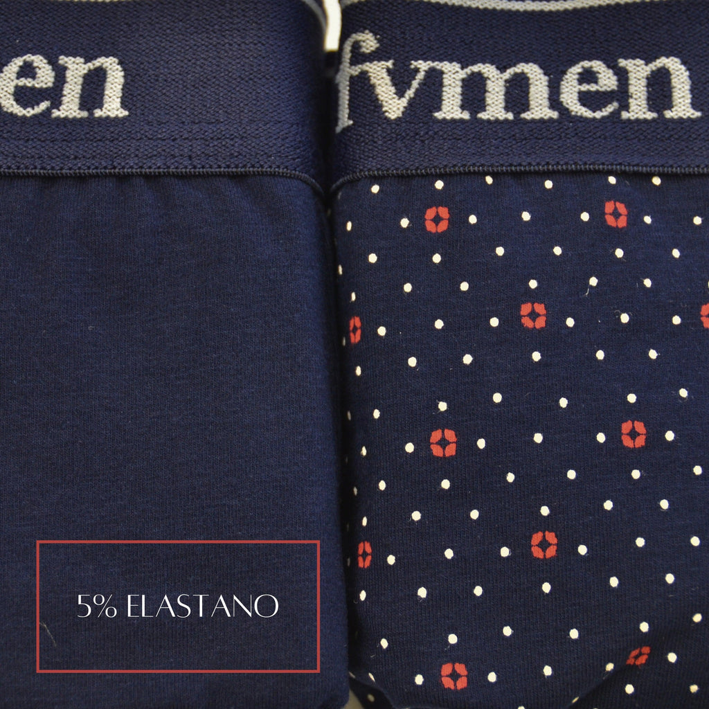 FEVI | Pack de 6 Boxers | 95% Algodón | 3 Lisos y 3 Estampados | Colores : Negro, Gris y Marino | Transpirables