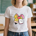 Personalizado Lápiz Libro de Composición Coquette Bow Glitter 100% algodón Camiseta con Texto Daily Wear Apreciación Regalo de cumpleaños para el personal de la escuela del profesor