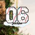 Ornamento de acrílico personalizado con el nombre del número de béisbol de la luz de Navidad Decoración del hogar Regalo de cumpleaños de Navidad para la familia Amigos amantes del béisbol