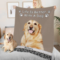 Personalizado Life Is Better Leopard Pet Photo Soft Throw Blanket with Name Home Decor Christmas Birthday Gift for Pet Lovers