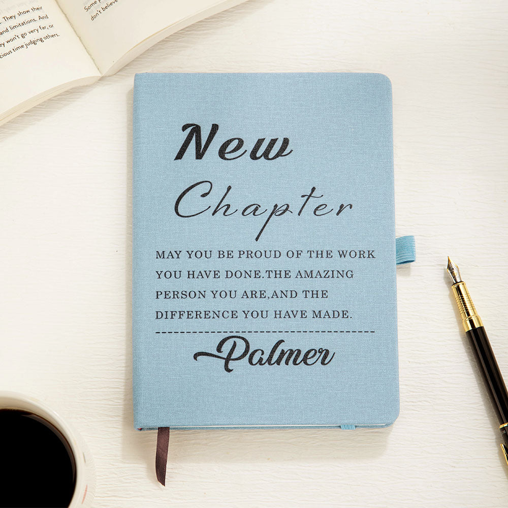 Personalizada Nueva Chapater A5 Cuaderno rayado con nombre Jubilación Nuevo comienzo Regalo para jubilados Colega