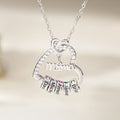 Personalizado Zircon Heart Outline Collar de plata esterlina con 1-8 piedras de nacimiento y nombres grabados Cumpleaños Día de la Madre Regalo para las mujeres Mamá Abuela