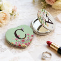 Personalizado Nacimiento Flor Mariposa Corazón Compacto Cuadrado Redondo Espejo de Maquillaje con Inicial y Nombre Cumpleaños Fiesta de Bodas Regalo para Mujeres