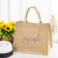 Bolsa de yute grande personalizada con nombre Fiesta de boda Cumpleaños Regalo para mujer