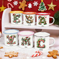 Taza esmaltada de 12 oz personalizada con el nombre del duende y el caramelo estilo inicial Decoración para el hogar Regalo de Navidad para niños Niñas