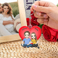 Llavero Personalizado Pareja Caricatura Corazón Arco Iris con Nombres Día de San Valentín Aniversario Cumpleaños Regalo para Él Ella
