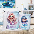 Personalizado 3D de dibujos animados de fantasía de sirena de diseño impermeable grande de lavandería cesta de almacenamiento con el nombre de vivero de decoración de cumpleaños de regalo para la fami