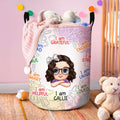 Personalizado I Am Strong Motivación Dibujos animados Niño Niña Cesto de la ropa con nombre Cumpleaños Inauguración de la casa Regalo para niños Niñas